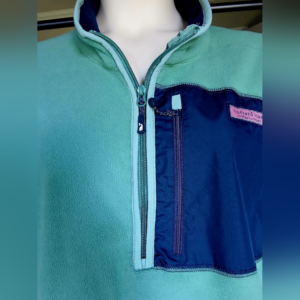 Vineyard Vines Martha's 1/4 Zip Fleece Pullover Green Women’s XL - Picture 7 of 7